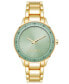 Фото #1 товара Women's Quartz Gold-Tone Alloy Link Bracelet with Green Watch, 35mm