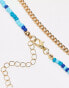 Фото #3 товара Faded Future pack of 2 beaded and chain festival necklace in gold