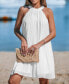 Women's Ivory Romance Round Neck Sleeveless Mini Beach Dress