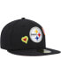 Фото #2 товара Men's Black Pittsburgh Steelers Chain Stitch Heart 59FIFTY Fitted Hat