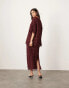 ASOS EDITION floral cutwork column midi skirt co-ord in burgundy