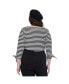 Plus Size 1950s Boatneck Gracie Top black & white stripe, 2X - фото #2