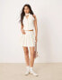 ASOS DESIGN tailored pleated micro skirt in cream