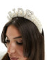 Фото #2 товара My Accessories pearl embellished bride headband in white