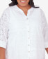 Фото #4 товара Plus Size Paradise Island Button Front Eyelet Top