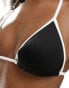 Фото #3 товара Stradivarius triangle bikini top with contrast piping co-ord in black