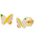 ფოტო #2 პროდუქტის Children's Striped Enamel Butterfly Stud Earrings in 14k Gold