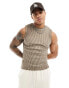 ASOS DESIGN muscle tank vest in brown oil rib wash