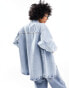 Фото #4 товара Noisy May oversize denim shaket in light blue wash