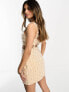 Фото #7 товара ASOS DESIGN dripped jewel embellished twill mini dress with cut out drop waist detail in stone