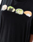 Фото #2 товара ASOS DESIGN Curve boyfriend fit t-shirt with sushi graphic in black