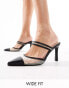 RAID Wide Fit Rasha kitten heel mules in black with mesh inserts