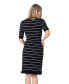 Maternity Knee Length Striped Cotton Knit Nursing Sweater Dress