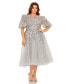 Women's Plus Size Puff Sleeve Glitter Embellished Dress