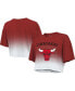 ფოტო #1 პროდუქტის Women's Threads Red and White Chicago Bulls Repeat Dip-Dye Cropped T-shirt