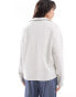 Pieces high neck zip up sweatshirt in grey melange