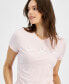 Фото #3 товара Juniors' Bow-Front Side-Ruched Tee