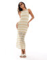 Pull&Bear knitted crochet maxi dress in ecru stripe M - EU 38 - фото #1