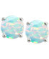 ფოტო #1 პროდუქტის Cubic Zirconia Synthetic Opal Stud Earrings in Sterling Silver, Created for Macy's