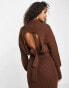 ASOS DESIGN co-ord jumper with tie back detail in brown Коричневый, 36 - фото #4