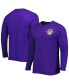 ფოტო #1 პროდუქტის Men's Heathered Purple Los Angeles Lakers Left Chest Henley Raglan Long Sleeve T-shirt