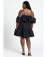 Фото #2 товара Мини-платье ELOQUII плюс-сайз с открытыми плечами и оборками - 22, черный оникс