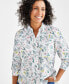 ფოტო #3 პროდუქტის Petite Printed Linen Blend Button-Up Shirt, Created for Macy's