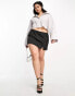 Extro & Vert Plus cropped shirt with wide sleeves in stone grey