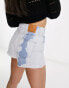 Stradivarius denim short with rips in tie dye blue