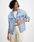 ფოტო #2 პროდუქტის Juniors' Oversized Denim Trucker Jacket