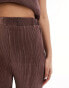 In The Style plisse wide leg trousers co-ord in chocolate