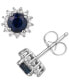 ფოტო #1 პროდუქტის Sapphire (7/8 ct. t.w.) & Diamond (1/5 ct. t.w.) Halo Stud Earrings in 14k White Gold