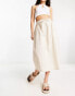 Native Youth linen drawcord midaxi skirt in ecru