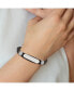 Фото #3 товара Stainless Steel Preciosa Crystal Black Leather ID Bracelet