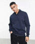 ASOS DESIGN oversized polo sweatshirt in navy