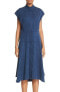 Фото #1 товара Zero + Maria Cornejo 156042 Adi Drape Shirt Dress Short Sleeve Dark Indigo Sz. 8