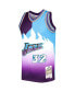 Men's Karl Malone Purple, Turquoise Utah Jazz Hardwood Classics 1996-97 Split Swingman Jersey