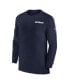 Men's Navy Dallas Cowboys Sideline Coach UV Performance Long Sleeve T-Shirt