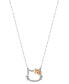 Фото #3 товара Macy's hello Kitty Diamond Silhouette Pendant Necklace (1/20 ct. t.w.) in 10k White & Rose Gold, 16" + 2" extender