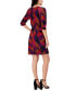 Фото #2 товара Women's Printed Pleat-Neck Faux-Wrap Dress