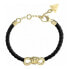 Фото #1 товара Stylish black leather bracelet with bow JUBB04003JWYGBKT/U