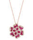 Фото #1 товара EFFY Collection eFFY® Ruby (3-3/4 ct. t.w.) & Diamond (5/8 ct. t.w.) Flower 18"Pendant Necklace in 14k Rose Gold