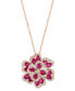 ფოტო #1 პროდუქტის EFFY® Ruby (3-3/4 ct. t.w.) & Diamond (5/8 ct. t.w.) Flower 18"Pendant Necklace in 14k Rose Gold