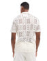 Фото #4 товара Hollister short sleeve revere collar lace shirt in white