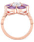 ფოტო #3 პროდუქტის Amethyst (2 ct. t.w.) & White Topaz (1 ct. t.w.) Flower Ring in Rose Gold-Plated Sterling Silver