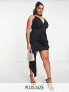 Фото #1 товара Jaded Rose Plus drape front mini cami dress in black