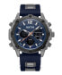 ფოტო #1 პროდუქტის Men's Ana-digi Blue Silicon Strap Watch, 43.5mm
