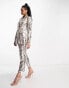 ASOS DESIGN sequin slim double breasted suit blazer in silver