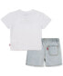 Little Boys Beach Logo T-Shirt & Denim Shorts, 2 Piece Set