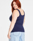 Trendy Plus Size Ribbed Square-Neck Tank, Created for Macy's